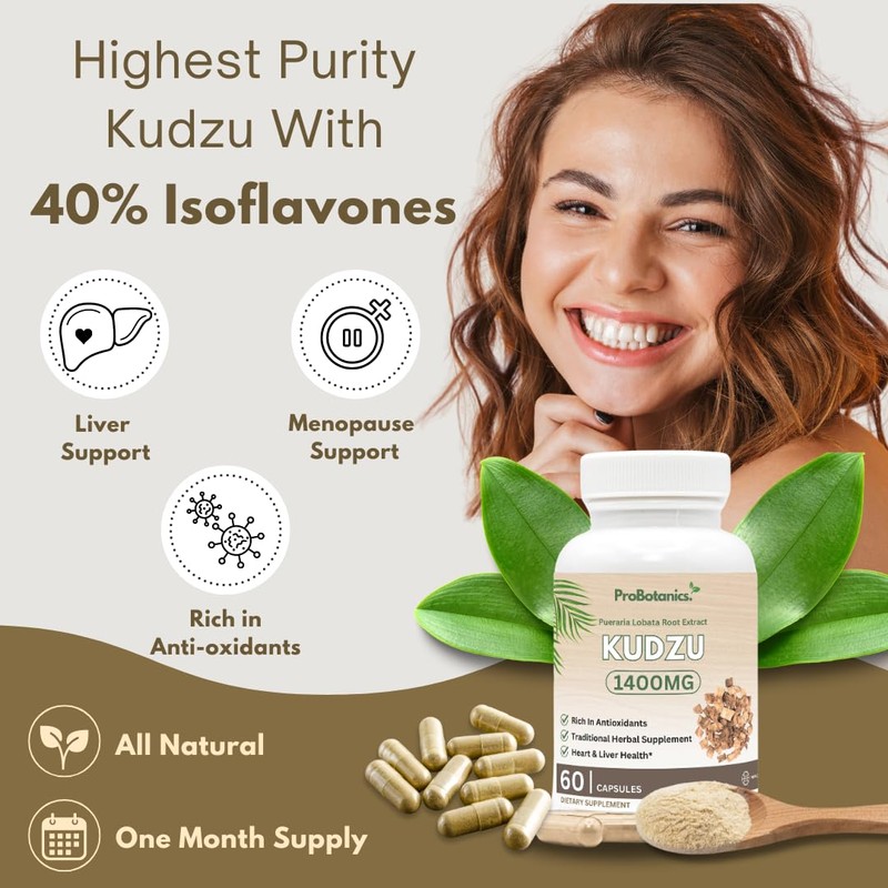 Kudzu Capsules 1400mg (Pueraria Lobata Root) | 40% Isoflavones Content