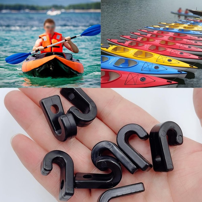 XINGSUI 30 Pcs J-hook,Shock Cord End Hook,Kayak J Hook Hook,Nylon