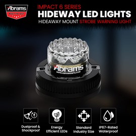 Abrams SAE Class-1 Impact 6 (Amber/Blue) 18W - 6 LED Emergency Vehicle Truck LED Hideaway Surface Mount Strobe Warning Light