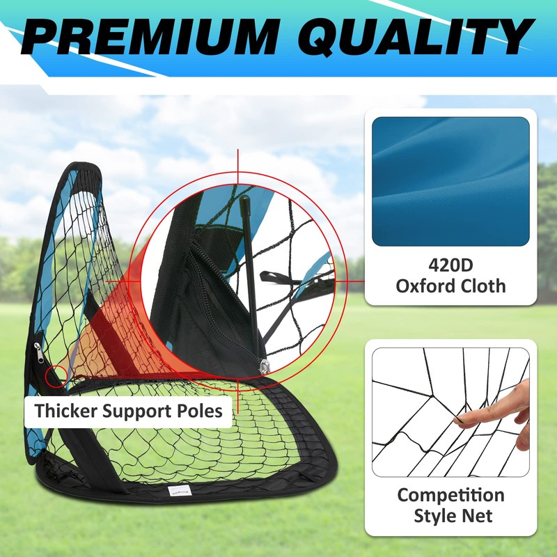 BOHEN Pop Up Soccer Goals for Kids-Foldable Portable Soccer Net