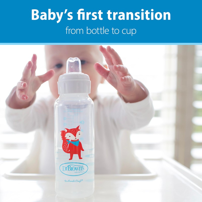 Dr. Brown's Milestones Narrow Sippy Bottle, 100% Silicone Soft Sippy
