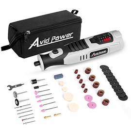 AVID POWER Cordless Rotary Tool with 2.0 Ah 8V Li-ion Battery, 5-Speed, 4 Front LED Lights and 60pcs Accessories Kit for Carving, Engraving, Sanding, Polishing and Cutting (Grey and Black)
