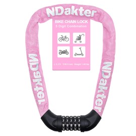 NDakter Bike Chain Lock, 5 Digit Combination Heavy Duty Anti Theft Bicycle Chain Lock, 3.2/4.27/5Ft Long Security Resettable Bike Locks for Bike, Bicycle, Scooter, Motorcycle, Door, Gate, Fence