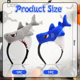 GlamRays Pack of 2 Shark Headband Plush Shark Hat Cute Animal Headwear Multicoloured L