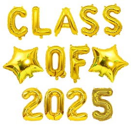 bng-bng Gold Class of 2025 Balloons,Graduation 2025 Foil Balloons 16inch,Class of 2025 Banner for 2025 Graduation Party Decorations Decorations