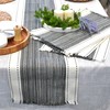 Striped Table Runner with Fringe Organic Cotton Woven Dash Rustic
