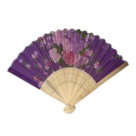 KFMX 24 Abanico Madera Tela Recuerdos Boda Fiesta Colores