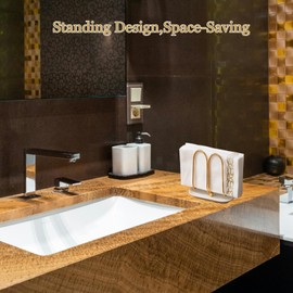 Vertical Gold Napkin Holder with Ceramic Base - Modern Disposable Hand Guest Towel Holder for Bathroom,Small Cocktail Napkin Holders for Table,Party,Kitchen,Bar,Dinner,Outdoor