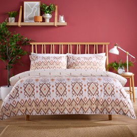 Olivia Rocco Taxila Duvet Cover Set Easy Care Quilt Covers with Pillowcases Super Soft Reversible Bedding Bed Linen Sets for Bedroom Décor, Natural Single