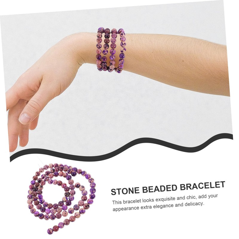 KONTONTY 2Pcs Emperor Stone Bead Bracelet Smooth Surface Natural Stone