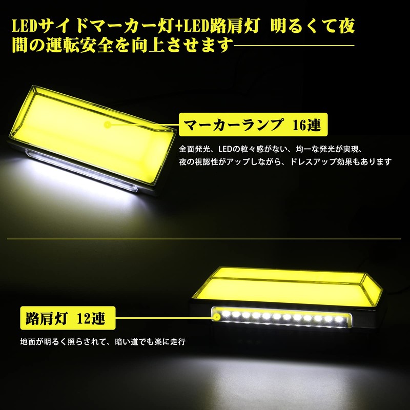 OPPLIGHT LED Side Marker with Shoulder Light Function, Waterproof, IP67