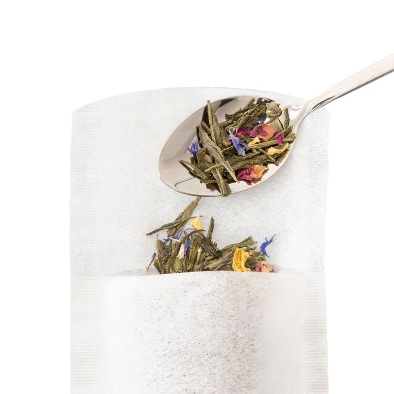 Finum Disposable Paper Tea Filter Bags for Loose Tea, White,