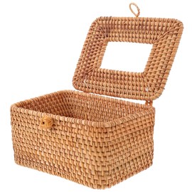 LABRIMP Hand Woven Rattan Tissue Holder Natural Rattan Tissue Storage Box for Home Hotel and Car Creative Desktop Napkin Organizer and Stylish Design for Living Room and Office