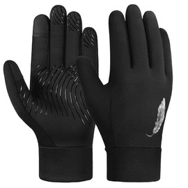 Winter Gloves, Children's Cycling Gloves, Touch Screen-Compatible, Non-Slip, Windproof Cycling Gloves, Autumn / Early Winter, Running Gloves, Boys, Girls, for Outdoor Sports, Bicycle, 4-12 Years, black, 6-8 Jahre