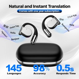 AI Language Translator Earbuds, OWS Real-Time 3-in-1 Translation Earbuds 144 Languages & Accents, Audifonos Traductores Inglés Español, Translation Device for Travel Business