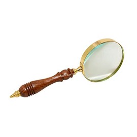 Handheld Magnifier with 3 inch Premium Brass Framed Magnifying Glass with Wooden Handmade Handle | Office Ware Decorative Zooming Lens by Hind Handicrafts (Design 2)