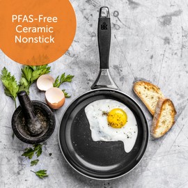 BK Intelligence Stainless Steel Induction 8" Nonstick Frying Pan Skillet, PFAS Free, Dishwasher Safe, Black
