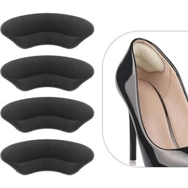 Heel Grips Liner Cushions Inserts for Loose Shoes, Pads Snugs for Shoe Too Big Men Women, Filler Improved Shoe Fit and Comfort, Prevent Heel Slip and Blister (4 Pairs) - Colour: Black
