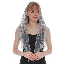 Bethynas Lace Mantilla Veils Catholic Church Veils for Women Mass Head Covering Shawl Veil Chapel Bridal Lace Head Scarf (C)