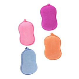 IWOWHERO 4 Pack Exfoliating Bath Sponges Double-sided Shower Scrubber Gentle Loofah Sponge for Bath Shower Kids-friendly