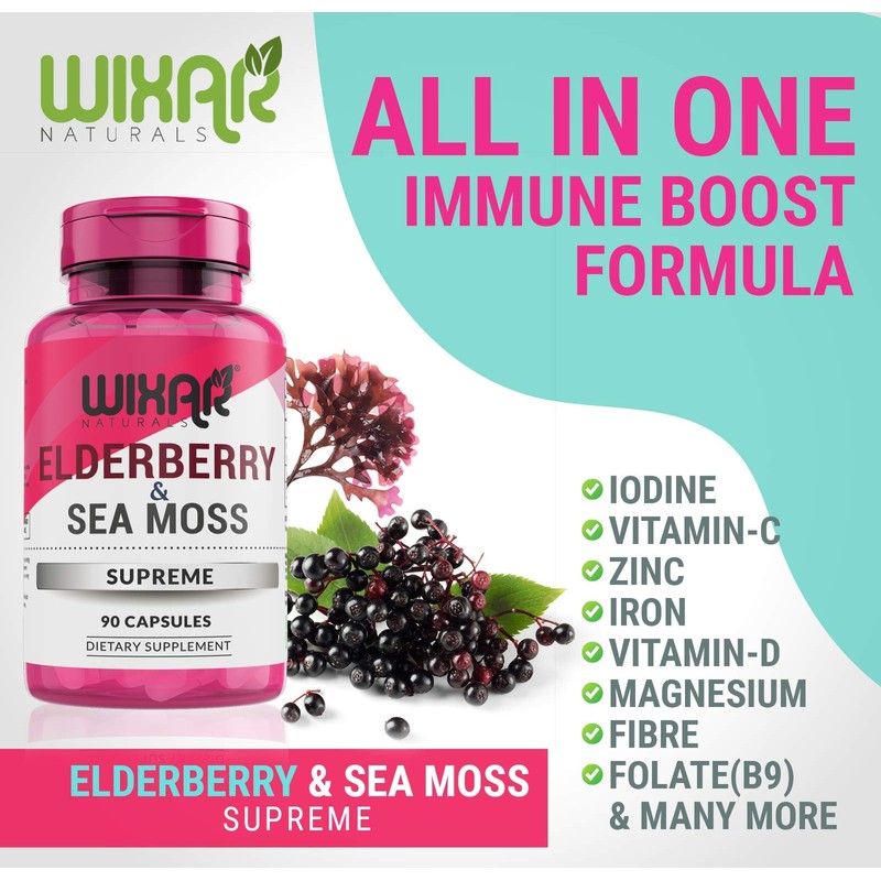 Wixar Naturals Elderberry and Sea Moss Supreme Capsules - Natural