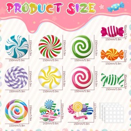 Pasimy 60 Pcs Candy Decorations Candy Bulletin Board Set Candies Paper Cutouts Peppermint Cutouts for Christmas Candy Themed Party Birthday Classroom Home Window Wall Supplies
