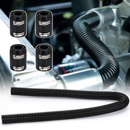 Hypertune Universal 48" Stainless Steel Radiator Flexible Coolant Water Hose Kit With 4pcs Clamp 1.25" 1.5" 1.75" Black