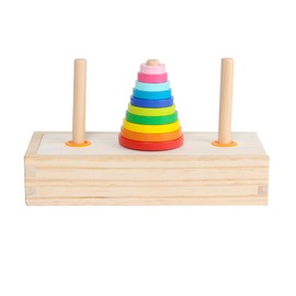 GEMEM Tower of Hanoi,Wooden Towers of 10 Rings Puzzle with Storage Box Logic Puzzle Brain Teaser Intellectual,STEM Logical Game Travel Toy Family Game Column Blocks Kids 5+ Years Gift