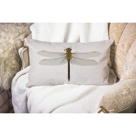 Smooffly Farmhouse Oblong Rectangle Throw Pillow Case, Green Darner Dragonfly Isolated with Clipping Path Pillow Cases Cotton Linen Cushion Covers for Home Sofa Couch 12x20 inch Green