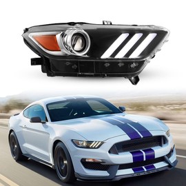 Nixon Offroad Headlights for Ford Mustang 2015-2017, Shelby GT350 2016-2020, Shelby GT500 2020-2022 Head Lights Assembly LED Projector DRL Replacement Turn Signal Lights High Low Beam(Passenger Side)