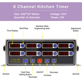 NAOEDEAH Commercial Kitchen Timers for Cooking Manual Big Large Timer Digital Timer 8-Channel Digital Commercial Fryer Reminder with Loud Alarm for Boiling Eggs