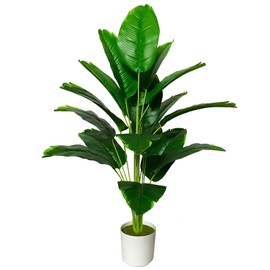 AIVORIUY künstliche Pflanzen im Topf Groß Kunstpflanze Plastik Palme wie Echt mit Kunststoff Blumentopf Fake Plant Dekor für Wohnzimmer Balkon Schlafzimmer Büro Innen (80cm Grüne Banane)
