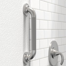 Grab Bar with Knurled Anti-Skid Grip, ADA Compliant 500lbs Supporting, Stainless Steel Brushed Nickel (12in, 1PK)