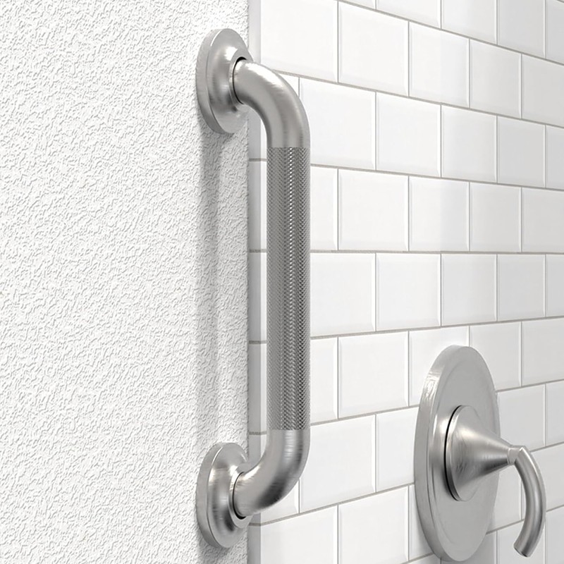 Grab Bar with Knurled Anti-Skid Grip, ADA Compliant 500lbs Supporting,