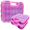 3PCS Pink Tools Box, 50-Compartment Double Side Small Parts Storage
