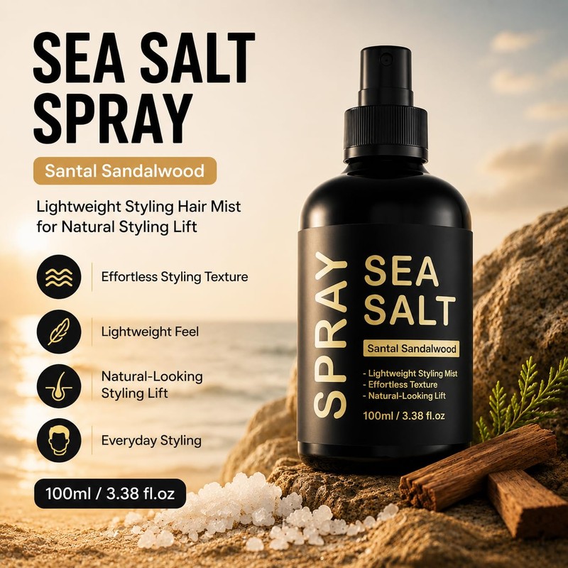 Men Keratin Sea Salt Spray, Volumizes Texturizes Lifts Curls &