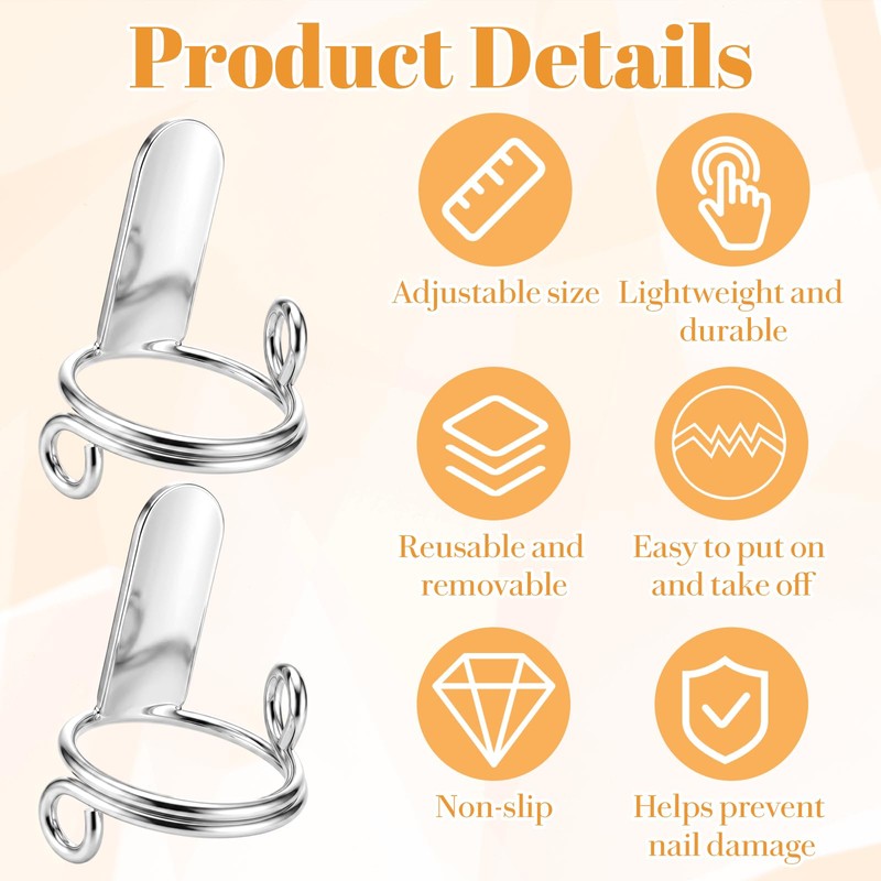 20 Pcs Wudu Nail Rings Set With 120 Adhesive Tabs(Silver)