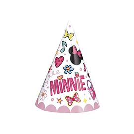 Iconic Minnie Mouse Party Cone Hats - One Size, 8 Pcs
