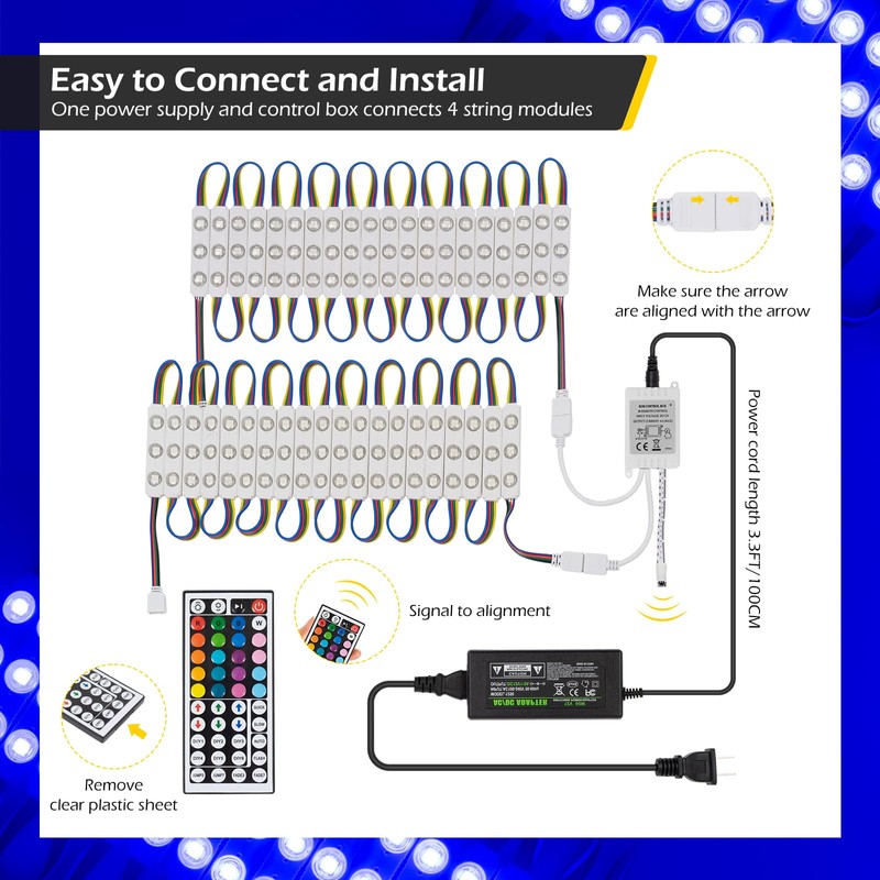Dyna-Living LED Storefront Lights 80FT Commercial RGB Window Lights for