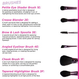 Petite N Pretty Essential Eyeshadow Brush Set with Duck Clips - Pink Makeup Bag, 6 Artist Brushes & Hair Accessories for Girls, Kids, Teens, and Tweens