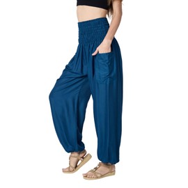Tranquil Threads High-Waisted Boho Harem Yoga Pants for Women S Egyptian Blue