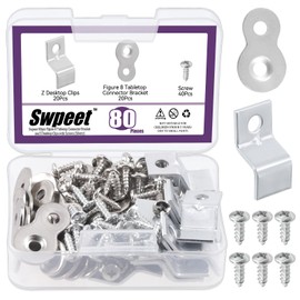 Swpeet 40 Pairs Silver 2 Styles Heavy Duty 8 Table Top Connector and Z Adjustable Corner Brackets with Matched Screws Assortment Kit, Utility Tables Figure 8 Fastener Z Brackets Clips for Furniture