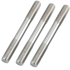 YXQ M8x60mm Push Rod Double End Thread Stud Tight Adjustable 304 Stainless Steel Silver Tone (12Pcs)
