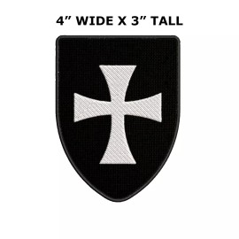 Athena Brands Knights Templar Cross Shield Embroidered Hook & Loop Tactical Morale Patch