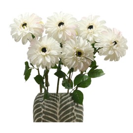 EUEUZLT-Artificial Flowers Fake Flowers-Fall Decorations for Home Silk Flowers Chrysanthemum Outdoor Faux Plants-Flores artificiales para decoracion - 6 Pack 24.8" Long Stem (White/Pink Trace)