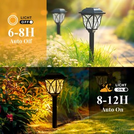 GIGALUMI Solar Lights Outdoor Waterproof, 8 Pack LED Solar Garden Lights, Outdoor Decorations, Garden Decor for Yard, Patio, Landscape, Planter, Walkway (Warm White)