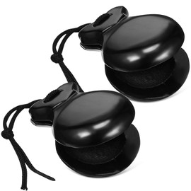 Vaguelly 1 Pair Spanish Castanets Black Wooden Castanets Spanish Hand Percussion Instruments Finger Castanets