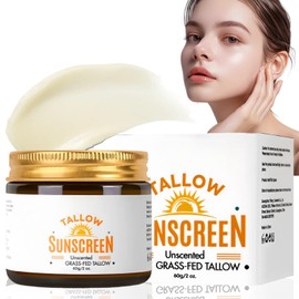 Beef Tallow Sunscreen SPF 50+,Natural Tallow Sun Cream for Face & Body,Tallow Balm Instant Sun Protection,Body Moisturiser for Dry Skin,SPF 50 Face Moisturiser,Light Texture,Natural Ingredients