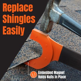 IMPRESA Pack of 2 Shingle Nail Puller - Safety Orange Ergonomic Comfort Grip & Roof Repair Tools - Magnetic Grip & Shingle Nail Remover - High-Contrast Orange Finish & Roofing Tool