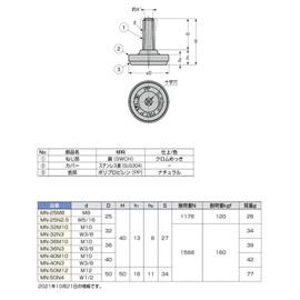 Sugatsune スガツネ工業 ランプ印 アジャスター MN型 首振り機構付 MN-32N3